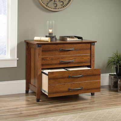 Sauder Carson Forge 2-Drawer Lateral File Cabinet, Letter/Legal Size, 29.5"H x 34.5"W x 20.38"D, Washington Cherry (422034)