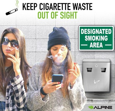 Alpine Industries Stainless Steel Outdoor Cigarette Receptacle, Silver (490-01-SS)