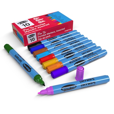 Show-me Slim Barrel Dry Erase Markers, Fine Tip, Assorted Colors, 10/Pack (EPTFPSDP10A)
