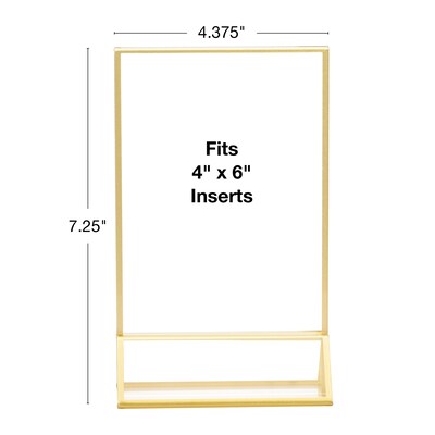Excello Global Products Generic Holder, 4" x 6", Vertical, Desktop/Countertop, Gold Acrylic (SGNH-GT-4X6)