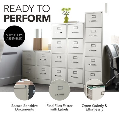 HON 310 Series 5-Drawer Vertical File Cabinet, Legal Size, Lockable, 60"H x 18.25"W x 26.5"D, Light Gray (H315CPQ)