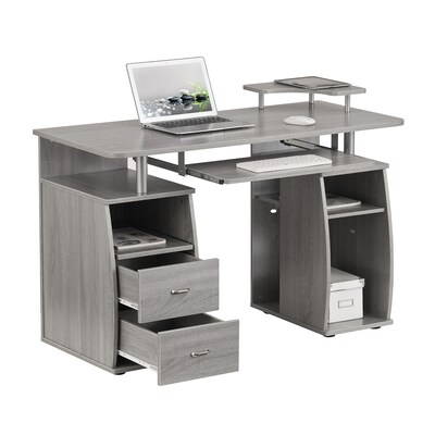 Techni Mobili Complete Computer Workstation Desk With Storage, Gray (RTA-8211-GRY)