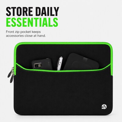 Vangoddy 15" Laptop Sleeve, Black/Green (NBKLEA224)