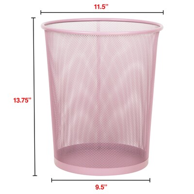 Staples Metal Mesh Trash Can, 4.4 Gallon, Dusty Pink, 3/Pack (ST63858)