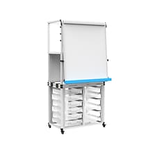 Luxor Dry-Erase Mobile Modular Teacher Whiteboard with Storage, Steel Frame, 36 x 32 (MBSRWSTN)