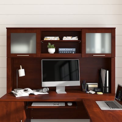 Bush Home Somerset 60" W Desk Hutch, Storage Shelves for Office Desk, Hansen Cherry (WC81731)