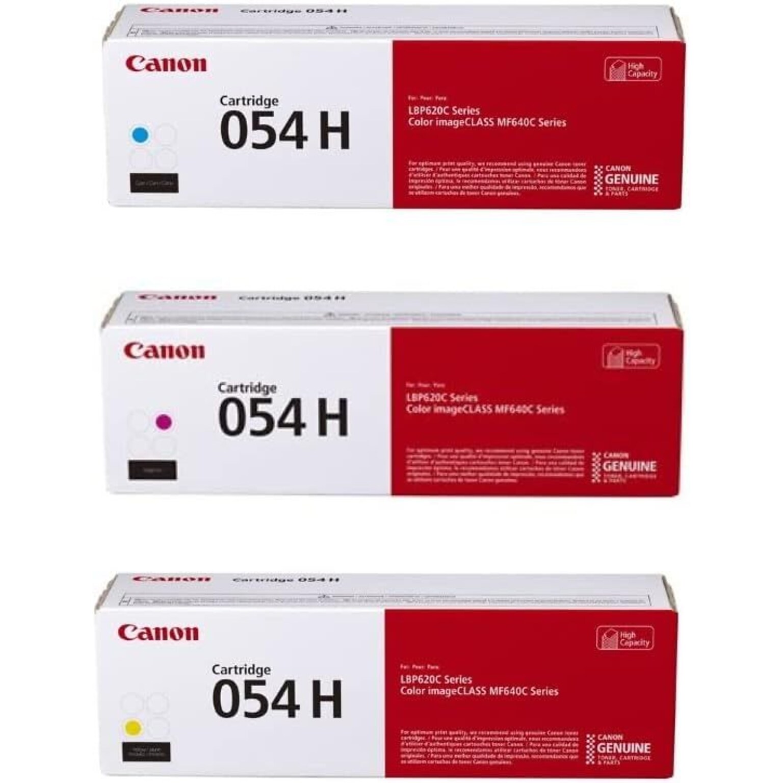 Canon 54 Cyan, Magenta and Yellow High Yield Toner Cartridges, 3/Pack