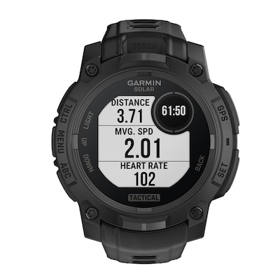 Garmin Instinct 3 Tactical Edition Solar GPS Smartwatch with Silicone Band, Black, 45mm (010-02934-50)