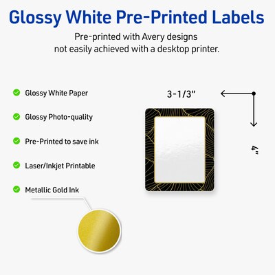 Avery Laser/Inkjet Rectangle Multipurpose Labels, 4 x 3-1/3, White, 40/Pack (S00-ETG)