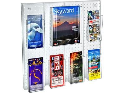 Azar 24 x 24 Pegboard 7-Pocket Wall Brochure Holder, Clear, Each (700675)