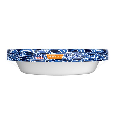 Dixie Ultra Deep Dish 9.5" Paper Plates, Blue/White, 18 Plates/Pack (15951C)