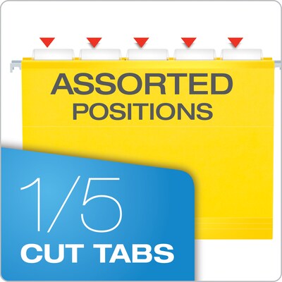 Pendaflex Reinforced Hanging File Folders, 1/5 Tab, Letter Size, Yellow, 25/Box (PFX 4152 1/5 YEL)