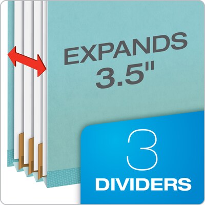 Pendaflex Heavy Duty Pressboard Classification Folder, 3-Dividers, 3 1/2 Expansion, Legal Size, Blue, 10/Box (29094)