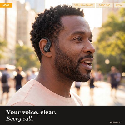 Treblab X3-Pro Bluetooth Wireless Earbuds with Earhooks with Charging Case, White
