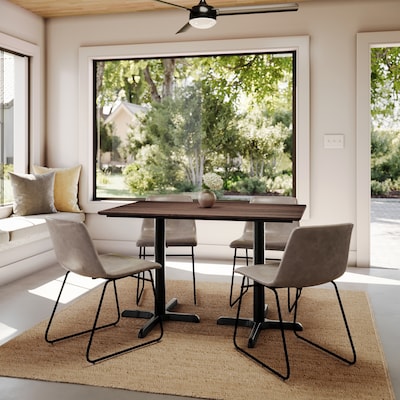 Flash Furniture Acadia Wooden Dining Table with X-Bases, 30"D x 48"W, Dark Brown/Black Base (ST3048WBRT2230)