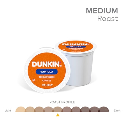 Dunkin' Vanilla Keurig Single Serve K-Cup Coffee Pods, Light Roast, 22/Box, 88/Carton (5000363272)