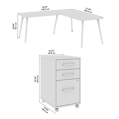 Bush Business Furniture Vista 60"W L Shaped Desk with Mobile File Cabinet, Black Walnut (VST008BWSU)
