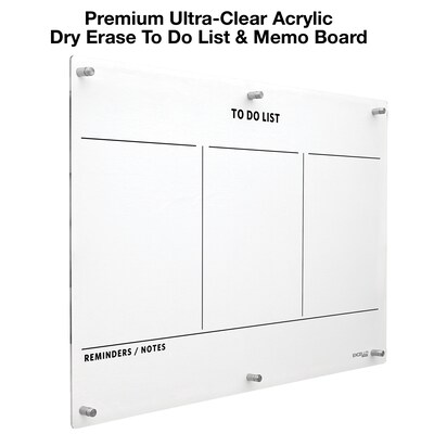 Excello Brands Acrylic Dry-Erase Planning Board, 20" x 30", Black Print (ACRYLBRD-TOD20X30-BLK)