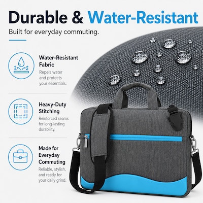 Vangoddy Wave 13" Laptop Messenger Bag, Sky Blue Nylon (NBKLEA605)