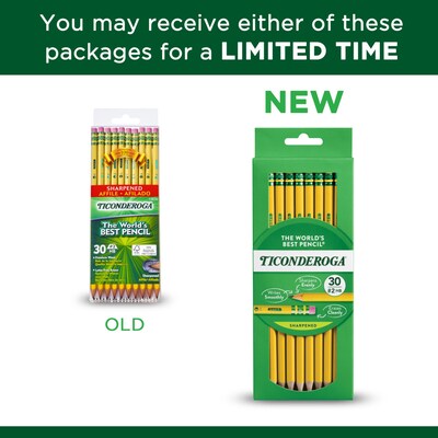 Ticonderoga Pre-Sharpened Wooden Pencil, 2.2mm, #2 Soft Lead, 30/Pack (X13830X)