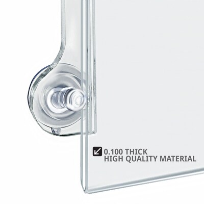 Azar Displays Window Sign Holder with Suction Cups, Front Loading, Clear Acrylic, 2/Pack (106627)