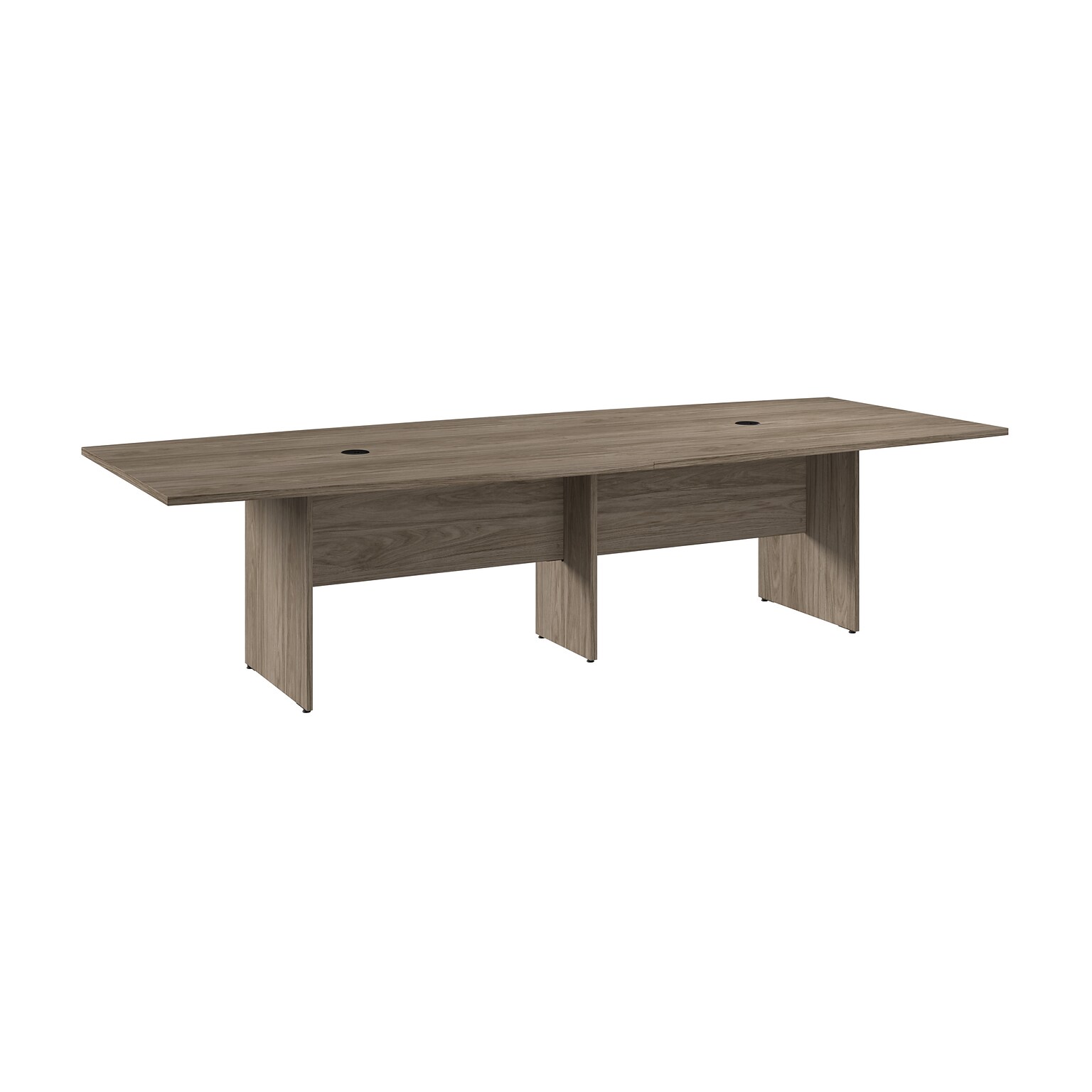 Bush Business Furniture 120W x 48D Boat Shaped Conference Table with Wood Base, Modern Hickory (99TB12048MHK)