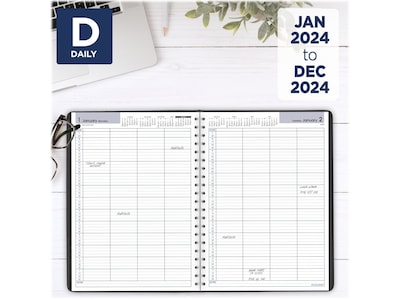 2024 AT-A-GLANCE DayMinder 8" x 11" Daily Group Appointment Book Planner, Black (G560-00-24)
