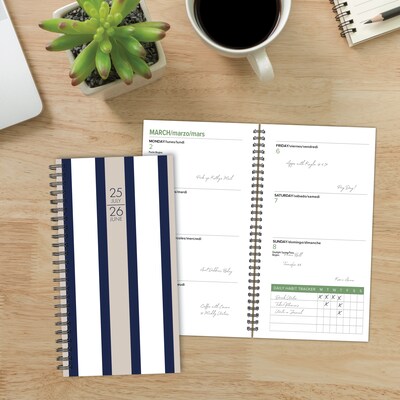 2025-2026 Willow Creek Pinstripe 3.5" x 6.5" Academic Year Weekly & Monthly Planner, Multicolored (54802)