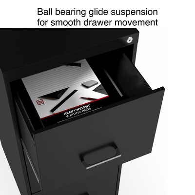 Quill Brand® 3-Drawer Vertical File Cabinet, Locking, Letter, Black, 18"D (52151)
