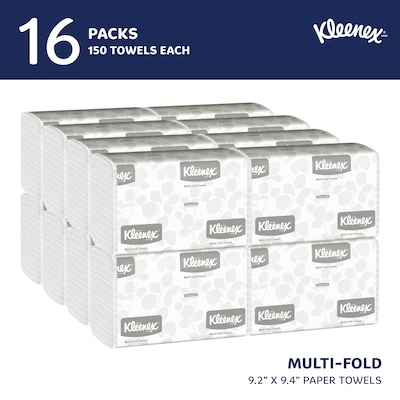 Kleenex Multifold Paper Towels, 1-ply, White, 150 Sheets/Pack, 16 Packs/Carton (01890)