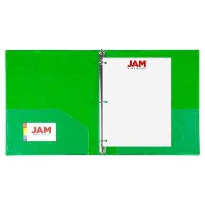 JAM Paper 1/2" 3-Ring Flexible Poly Binder, Green (PB75237GR)