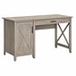 Bush Furniture Key West 54"W Single Pedestal Desk, Washed Gray (KWD154WG-03)