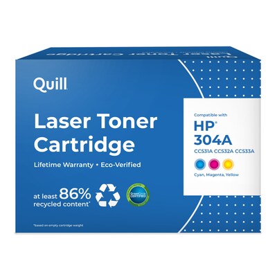 Quill Brand® Remanufactured Cyan/Magenta/Yellow Standard Yield Toner Cartridge Replacement for HP 304A (CF340A), 3/Pack