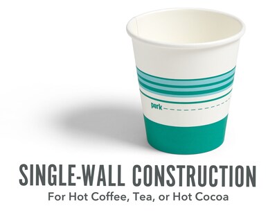 Perk™ Paper Hot Cup, 10 Oz., White/Teal, 500/Carton (PK54366CT)