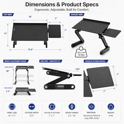 Uncaged Ergonomics WorkEZ Adjustable Keyboard and Mouse Tray, Black (WEKTb)