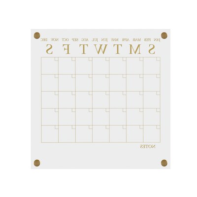 Martha Stewart Grayson Acrylic Gold Print Dry Erase Wall Calendar, 14" x 14" (BRAC3636GDCGD)