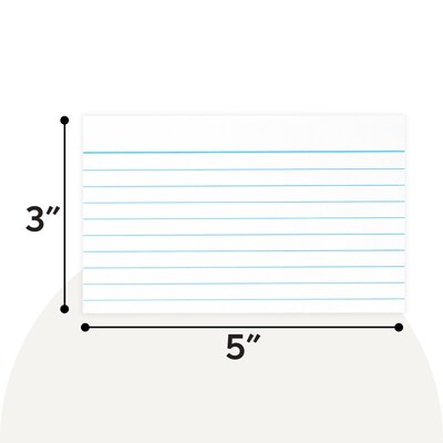 Staples Index Cards, 3" x 5", Lined, White, 500 Pack – Ruled Cards for Studying, Notes & Classroom Use