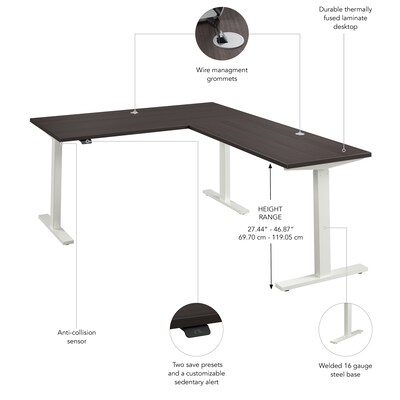 Bush Business Furniture Move 60 Series 60"W L Shaped Adjustable Standing Desk, Storm Gray (M6SL6078SGWK)