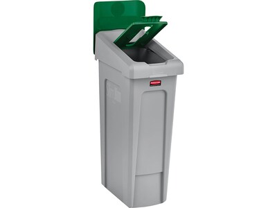 Rubbermaid Slim Jim Single-Stream Recycling Station, 23 Gallon, Gray/Green (2185054)