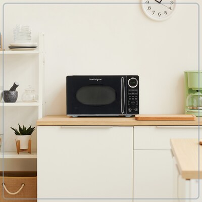 Nostalgia Retro 0.9 Cubic Foot Countertop Microwave, Black (NRMOGZ9BK6A)