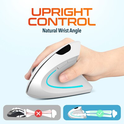 Delton KB450/S12 Ergonomic Wireless Mechanical Keyboard and Vertical Mouse Combo, Linear Switches, White (DKBE450MWKT1)