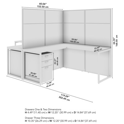 Bush Business Furniture Easy Office 66"H x 119"W 2 Person T-Shaped Cubicle Panel Workstation, Natural Elm (EODH56SNE-03K)
