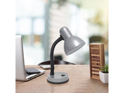 Creekwood Home Essentix Incandescent Desk Lamp, 14.25", Silver Metal (CWD-1000-SL)