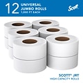 Scott Essential JRT Jumbo Toilet Paper, 2-Ply, White, 1000 ft./roll, 12 Rolls/Carton (07805)