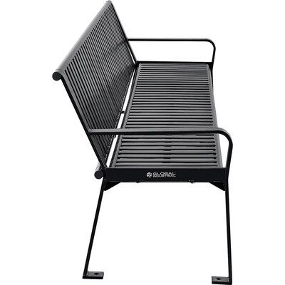 Global Industrial 8' Outdoor Bench with Back, Vertical Steel Slat, Black (694855BKKD)