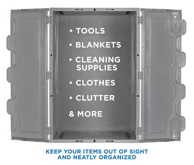 Mount-It! 68.68 Quart Folding Storage Crate with Hinged Lid, Plastic, Gray (MI-908)