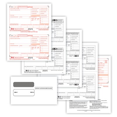 TaxRight 2025 W-2 Tax Form Tax Form Set with Envelopes, 4-Part, 50/Pack (SC5645E)