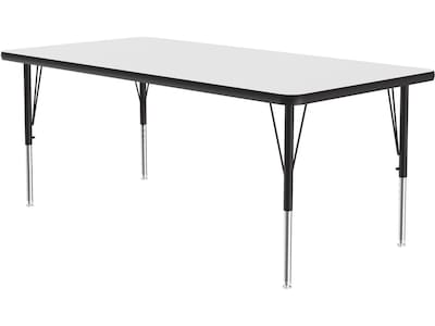 Correll Rectangular Activity Table, 60 x 30, Height-Adjustable, Frosty White/Black (A3060DE-REC-80