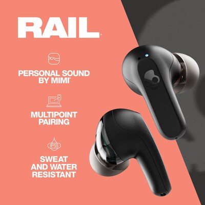 Skullcandy Rail True Wireless Earbuds, Bluetooth, True Black (S2RLW-Q740)