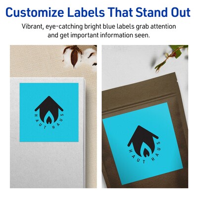 Avery Printable Square Multipurpose Labels, 4" x 4", Bright Blue, 320/Box (94100)